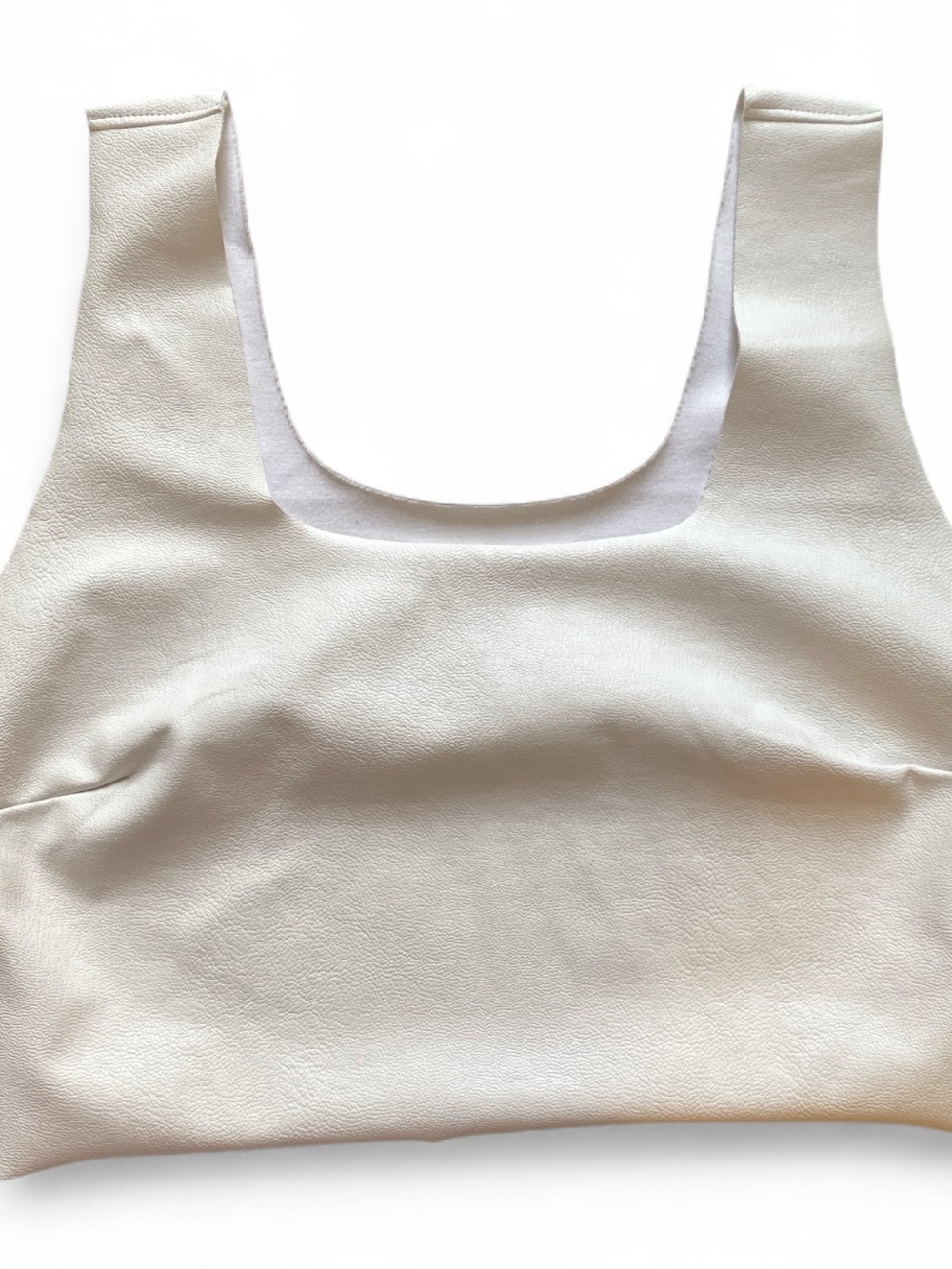 White textured tank crop top